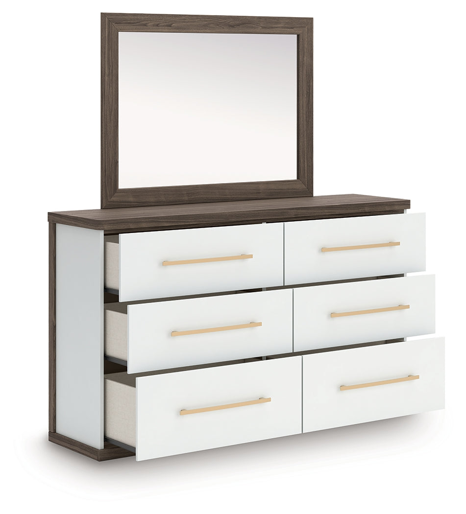 Kendanport Queen Upholstered Bed, Dresser, Mirror and Nightstand