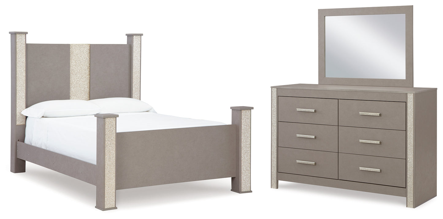 Surancha Queen Poster Bed, Dresser and Mirror