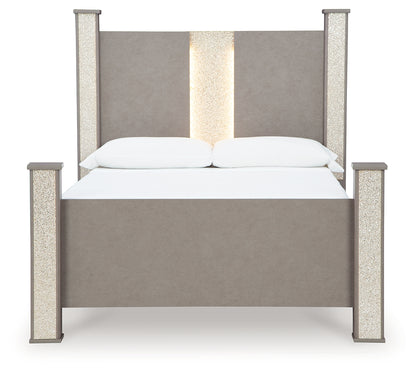 Surancha Queen Poster Bed, Dresser, Mirror and Nightstand