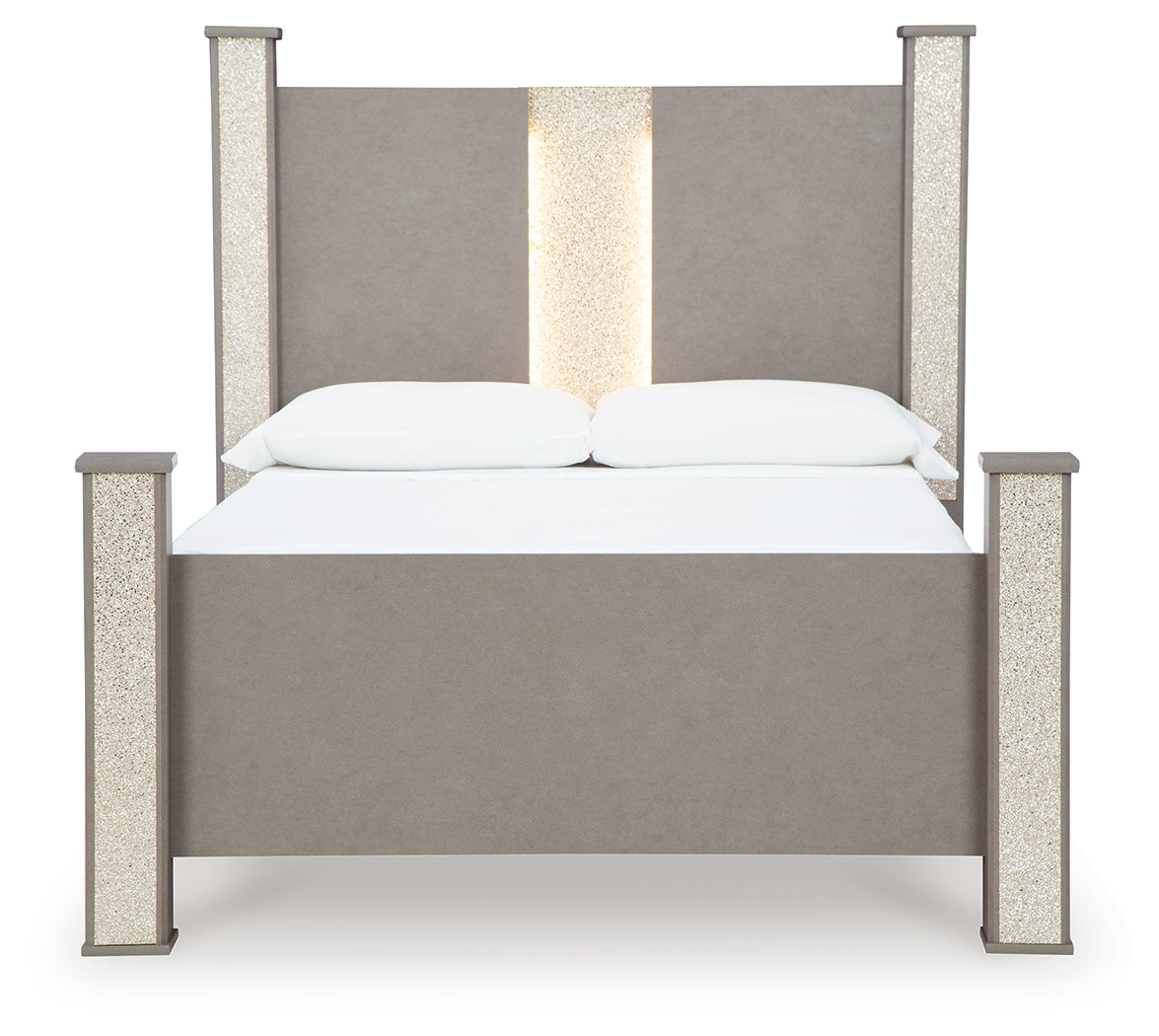 Surancha Queen Poster Bed, Dresser, Mirror and 2 Nightstands