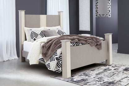 Surancha Queen Poster Bed, Dresser, Mirror and 2 Nightstands