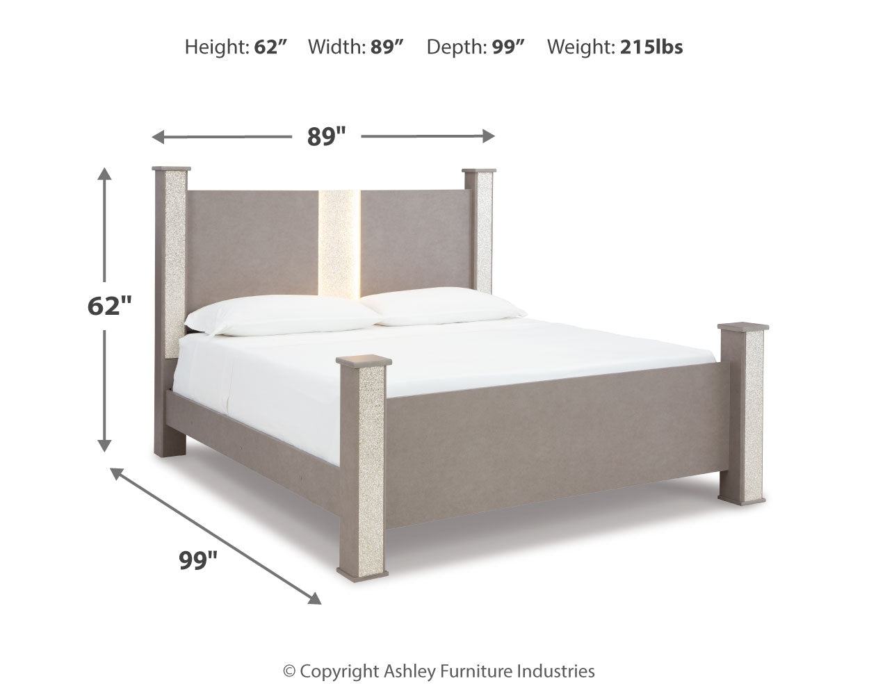 Surancha King Poster Bed, Dresser, Mirror and 2 Nightstands