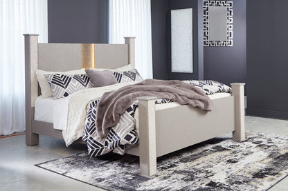 Surancha King Poster Bed, Dresser, Mirror and Nightstand