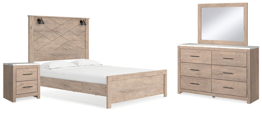 Senniberg Queen Panel Bed, Dresser, Mirror, and Nightstand