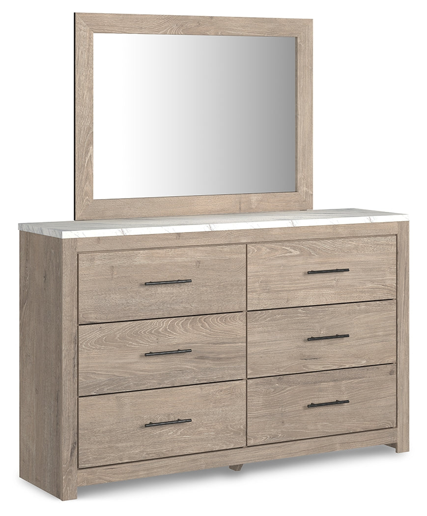 Senniberg Full Panel Bed, Dresser, Mirror and Nightstand