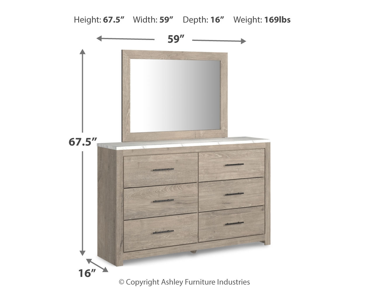 Senniberg King Panel Bed, Dresser, Mirror, and Nightstand