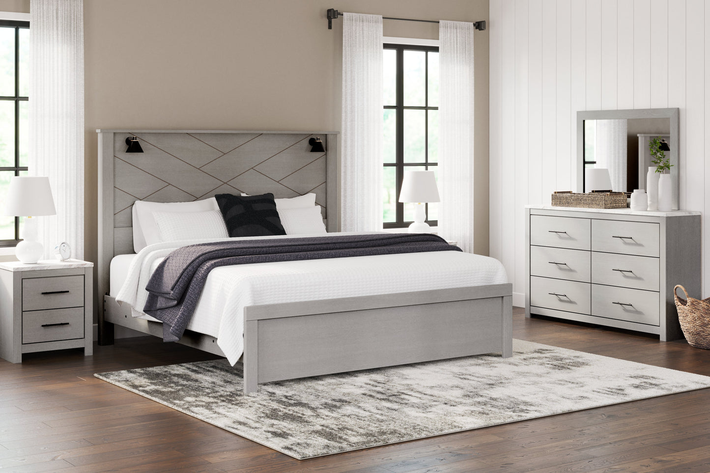 Cottonburg King Panel Bed, Dresser and Mirror