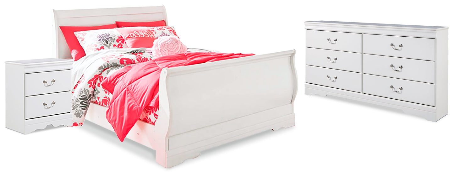 Anarasia Full Sleigh Bed, Dresser and Nightstand