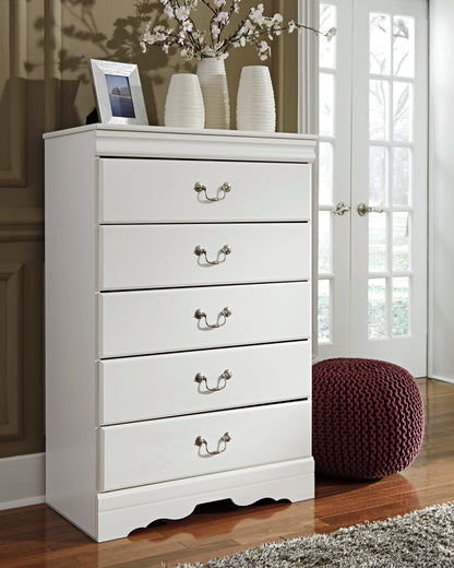 Anarasia Twin Sleigh Bed, Dresser, Mirror and Chest