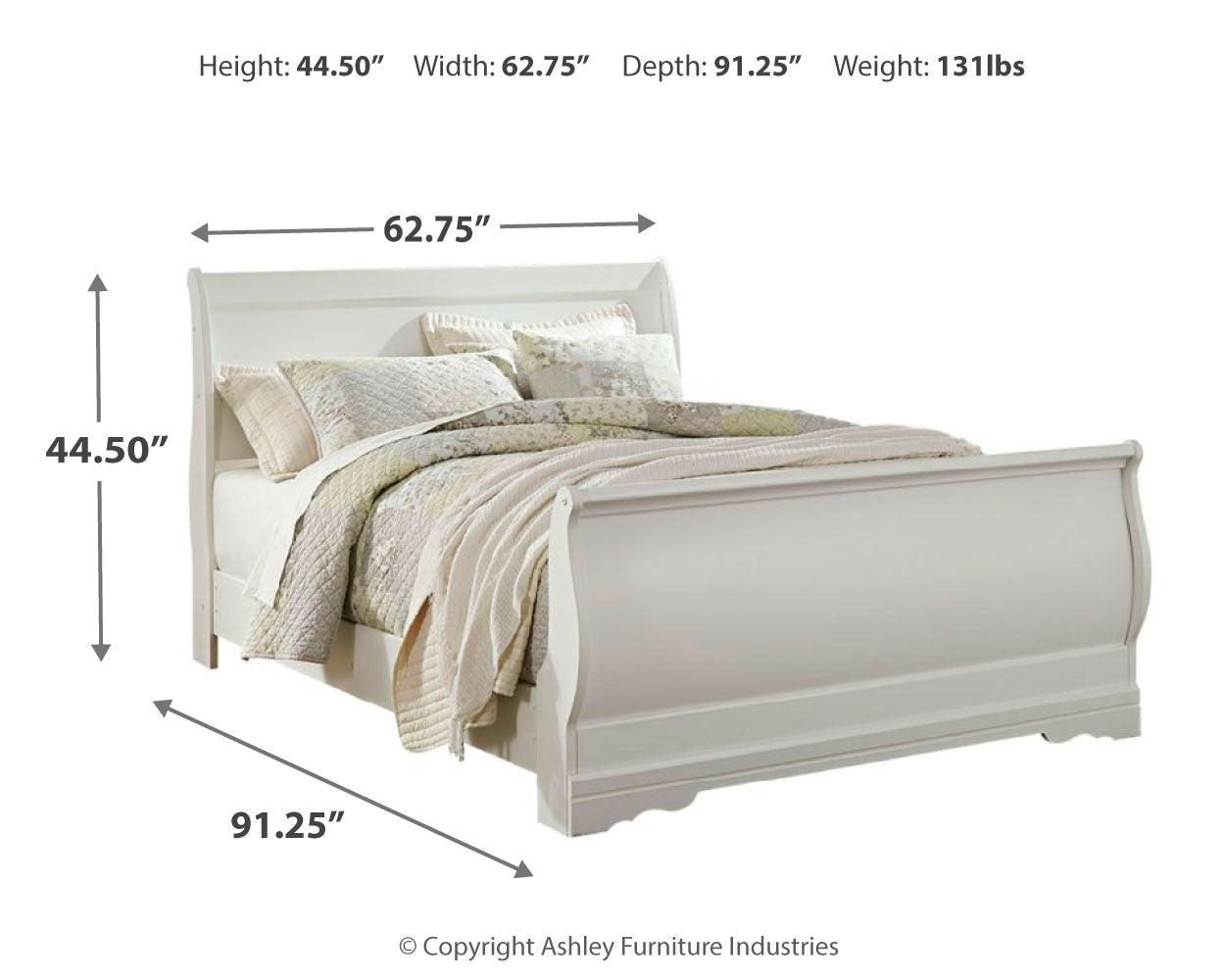 Anarasia Queen Sleigh Bed, Dresser and Mirror