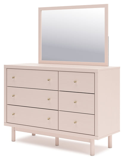 Wistenpine Full Upholstered Panel Headboard, Dresser and Mirror