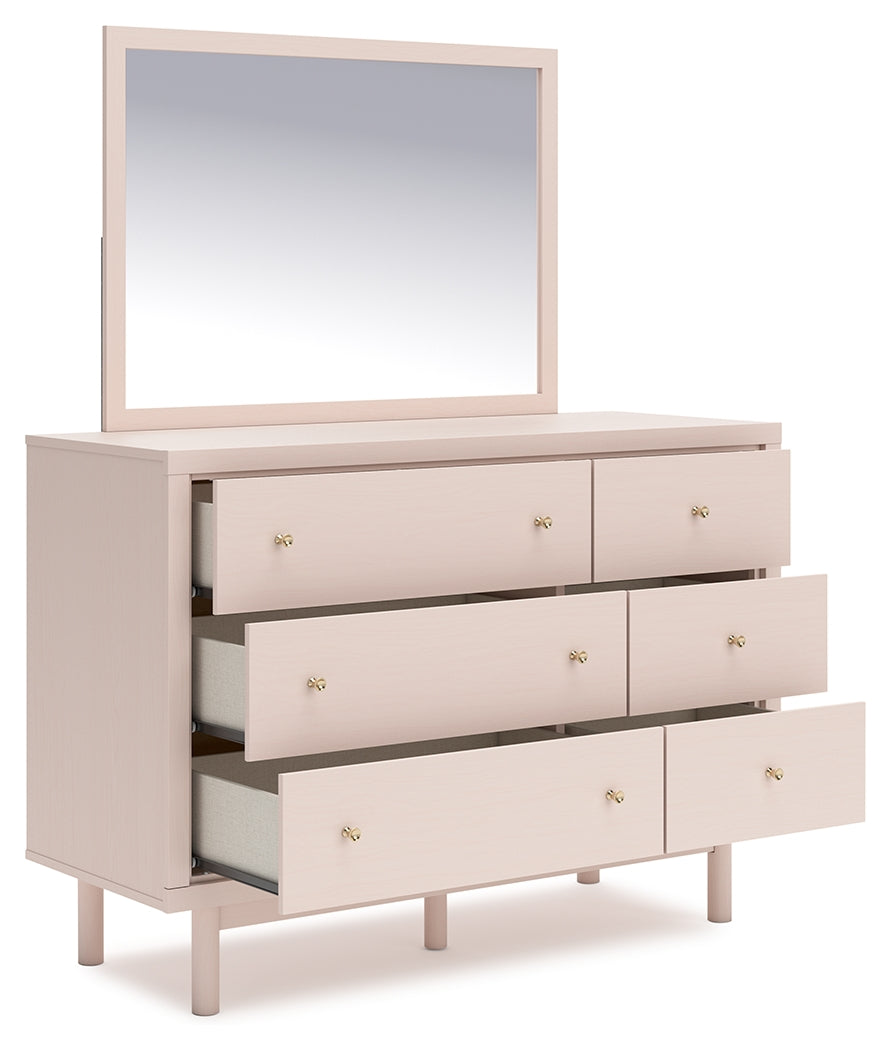 Wistenpine Full Upholstered Panel Bed, Dresser and Mirror