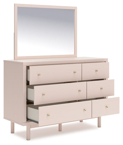 Wistenpine Twin Upholstered Panel Bed, Dresser and Mirror