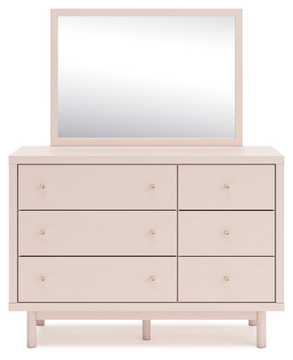 Wistenpine Twin Upholstered Panel Bed, Dresser and Mirror