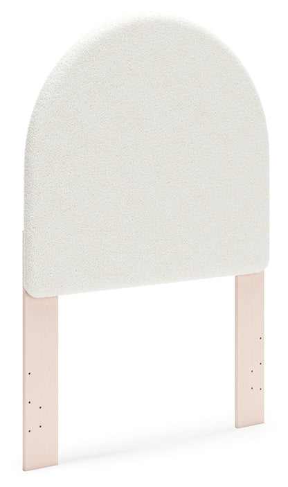 Wistenpine Twin Upholstered Panel Headboard, Dresser and Mirror