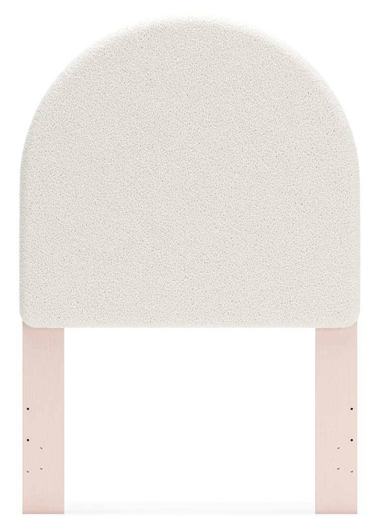Wistenpine Twin Upholstered Panel Headboard, Dresser and Mirror