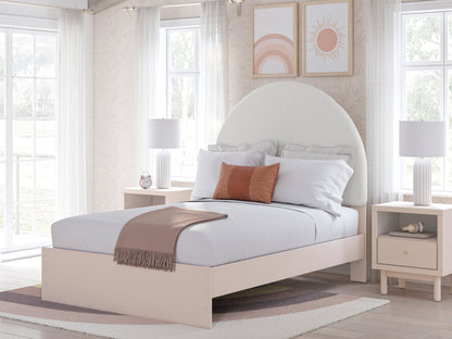 Wistenpine Full Upholstered Panel Bed, Dresser and Mirror