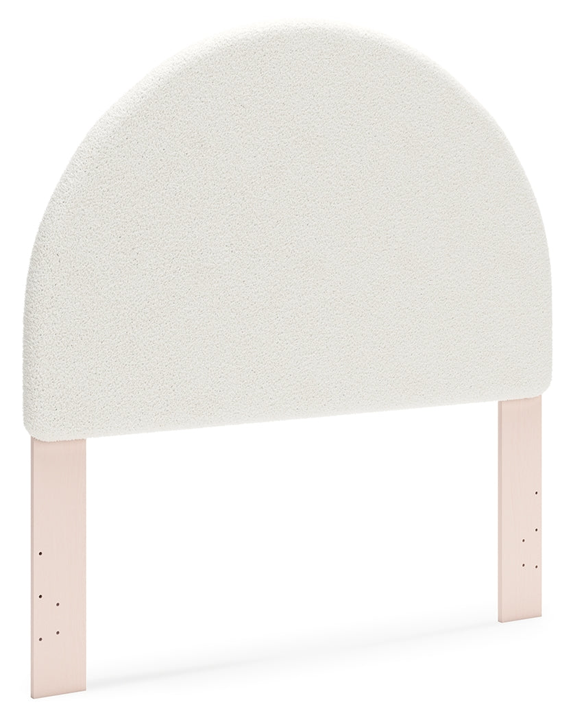 Wistenpine Full Upholstered Panel Headboard, Dresser and Mirror