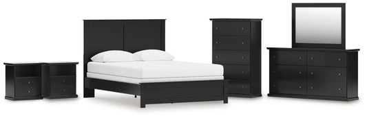 Maribel Queen Panel Bed, Dresser, Mirror, Chest and 2 Nightstands
