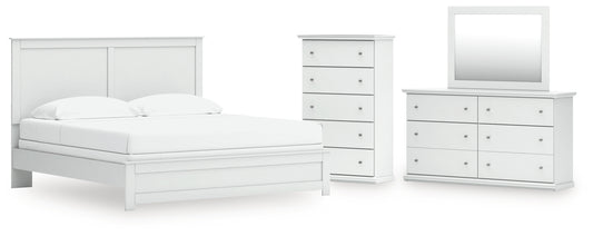 Bostwick Shoals King Panel Bed, Dresser, Mirror and Chest