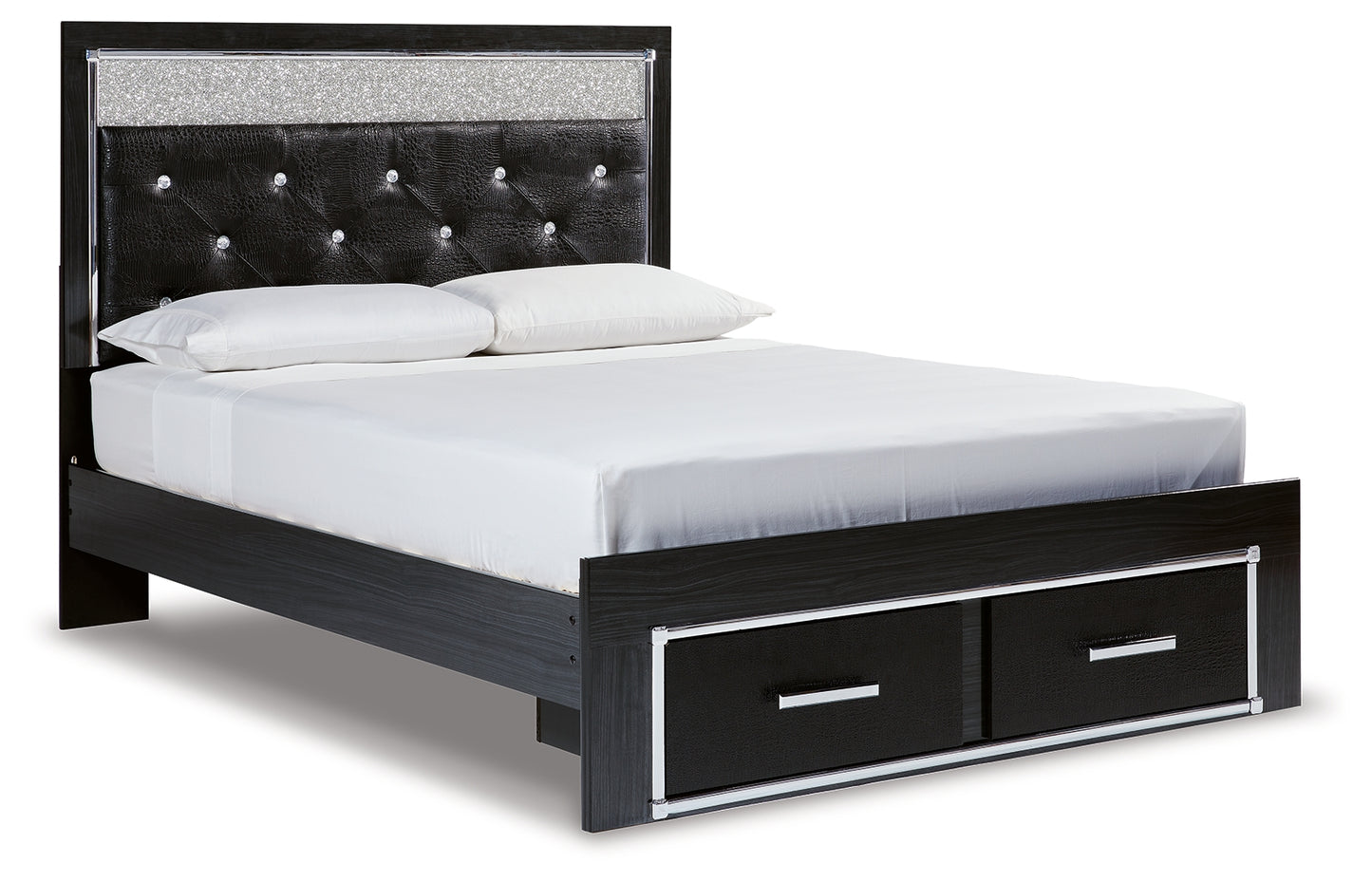 Kaydell Queen Upholstered Storage Bed, Dresser, Mirror and Nightstand