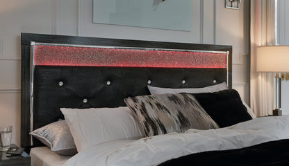 Kaydell King Upholstered Panel Bed, Dresser and Mirror