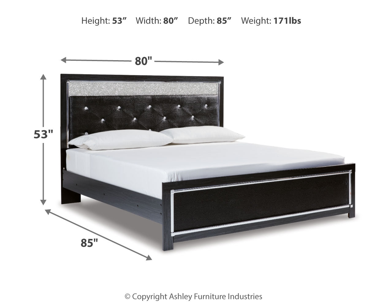 Kaydell King Upholstered Panel Bed, Dresser, Mirror and Nightstand