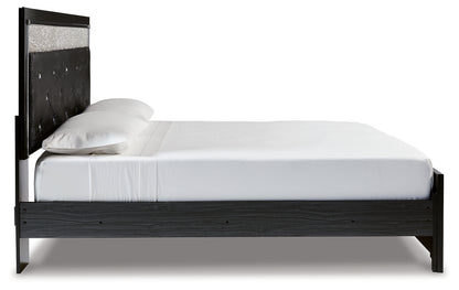 Kaydell King Upholstered Panel Platform Bed, Dresser and Mirror