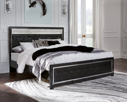 Kaydell King Upholstered Panel Platform Bed, Dresser and Mirror