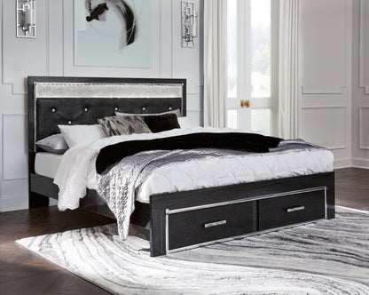 Kaydell King Panel Storage Bed, Dresser, Mirror, Chest and Nightstand
