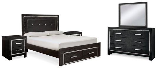 Kaydell Queen Storage Bed, Dresser, Mirror and 2 Nightstands