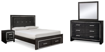 Kaydell Queen Panel Storage Bed, Dresser, Mirror and Nightstand