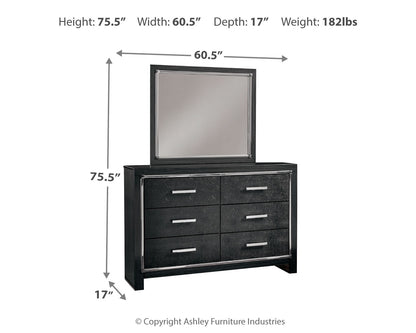 Kaydell Queen Upholstered Panel Bed, Dresser, Mirror and Chest
