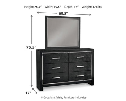 Kaydell King Panel Storage Bed, Dresser, Mirror and Nightstand