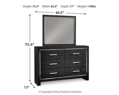 Kaydell Queen Upholstered Panel Storage Platform Bed, Dresser and Mirror
