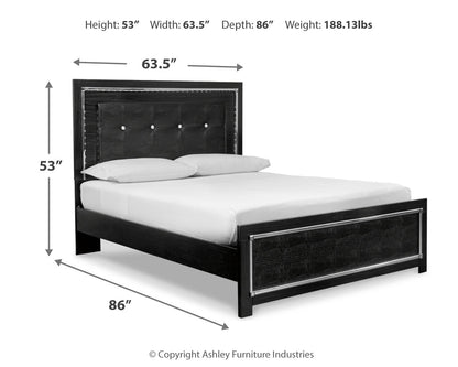 Kaydell Queen Upholstered Panel Bed, Dresser, Mirror and Chest