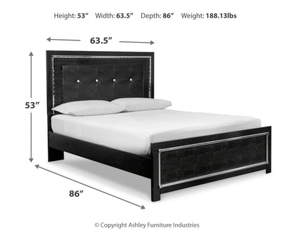 Kaydell Queen Upholstered Panel Bed, Dresser, Mirror and Chest