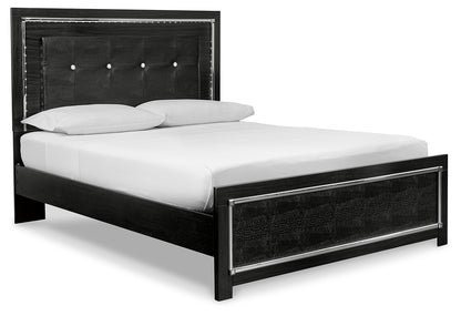 Kaydell Queen Upholstered Panel Bed, Dresser, Mirror and Chest