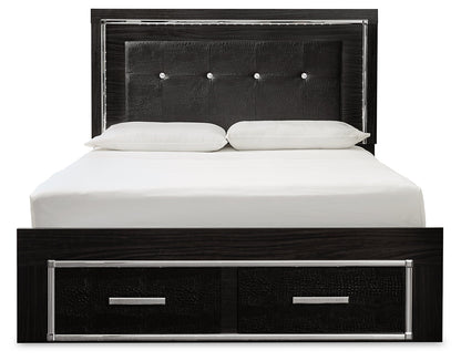 Kaydell Queen Panel Storage Bed, Dresser, Mirror and Nightstand