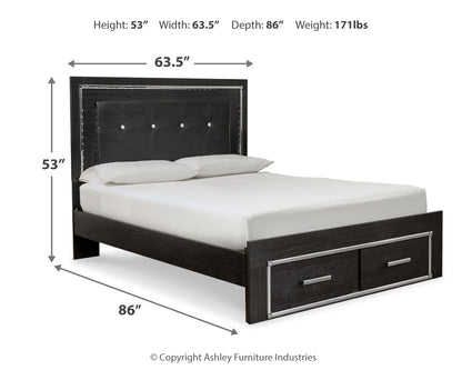 Kaydell Queen Panel Storage Bed, Dresser, Mirror and Nightstand