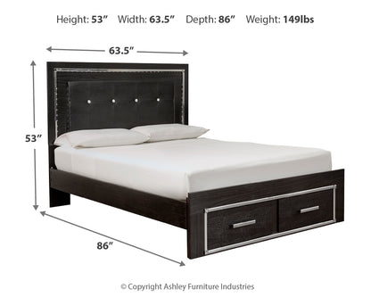 Kaydell Queen Upholstered Panel Bed, Dresser, Mirror and Chest