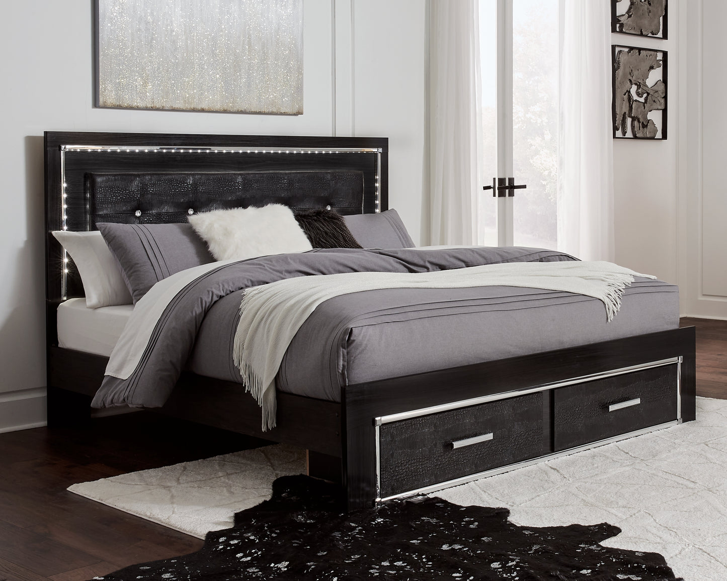 Kaydell King Storage Bed, Dresser, Mirror and Nightstand