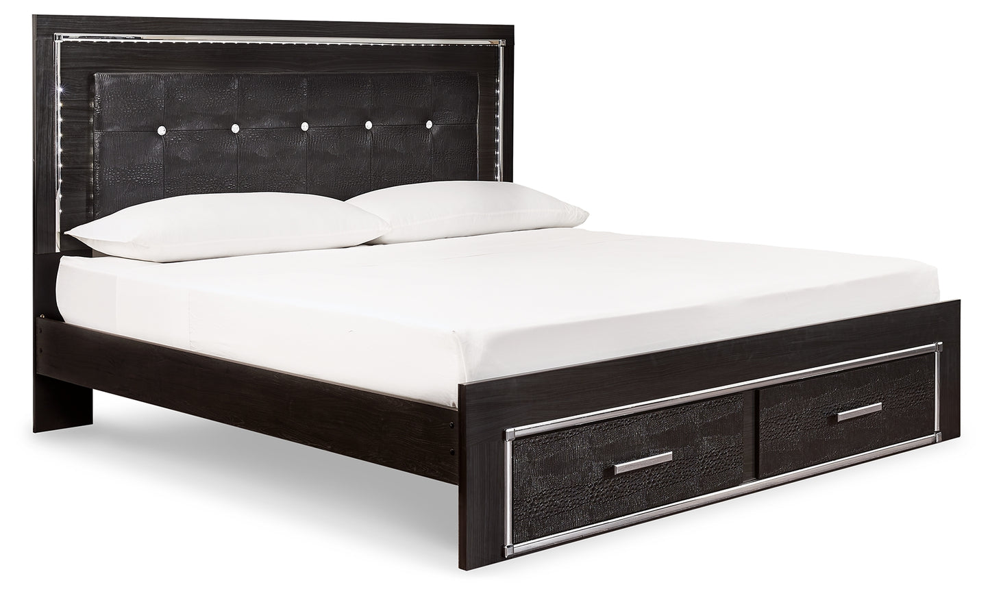 Kaydell King Panel Storage Bed, Dresser, Mirror and Nightstand