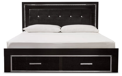 Kaydell King Upholstered Storage Bed, Dresser, Mirror, Chest and 2 Nightstands
