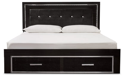 Kaydell King Panel Storage Bed, Dresser, Mirror and Nightstand