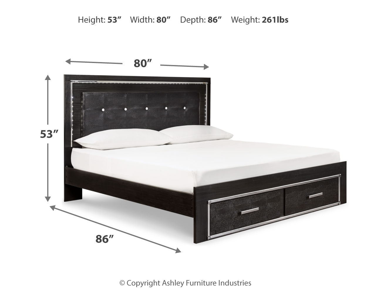 Kaydell King Storage Bed, Dresser, Mirror and Nightstand