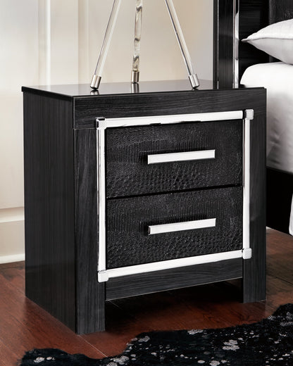Kaydell King Upholstered Panel Bed, Dresser, Mirror, and Nightstand