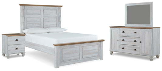 Haven Bay Queen Panel Bed, Dresser, Mirror and Nightstand