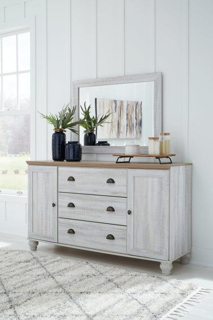 Haven Bay King Panel Storage Bed, Dresser and Mirror
