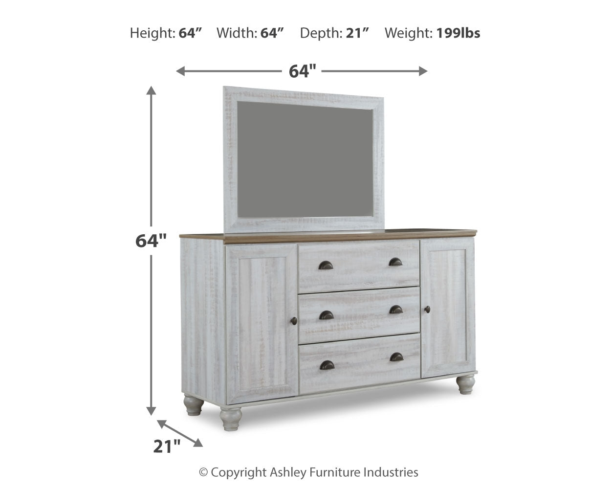 Haven Bay King Panel Storage Bed, Dresser and Mirror